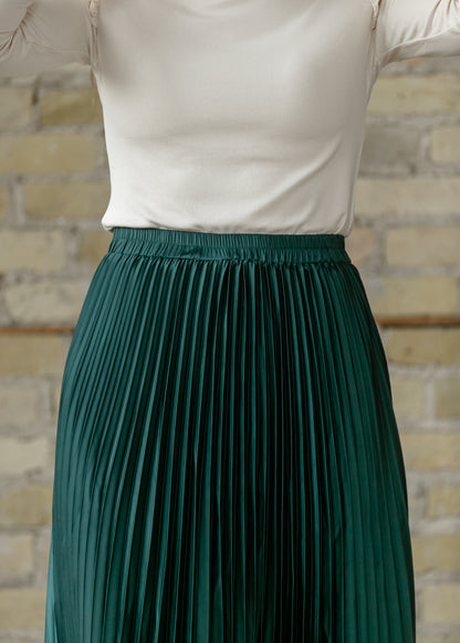 Pleated Satin Midi Skirt FF Skirts