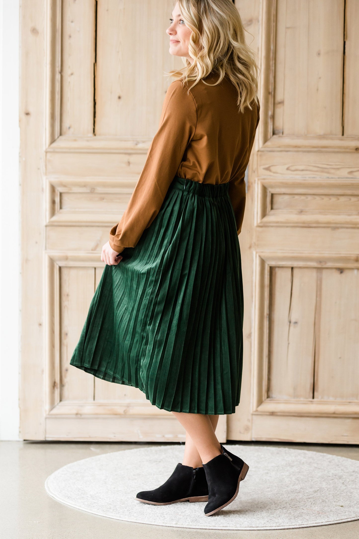 Pleated Velvet Midi Skirt - FINAL SALE FF Skirts