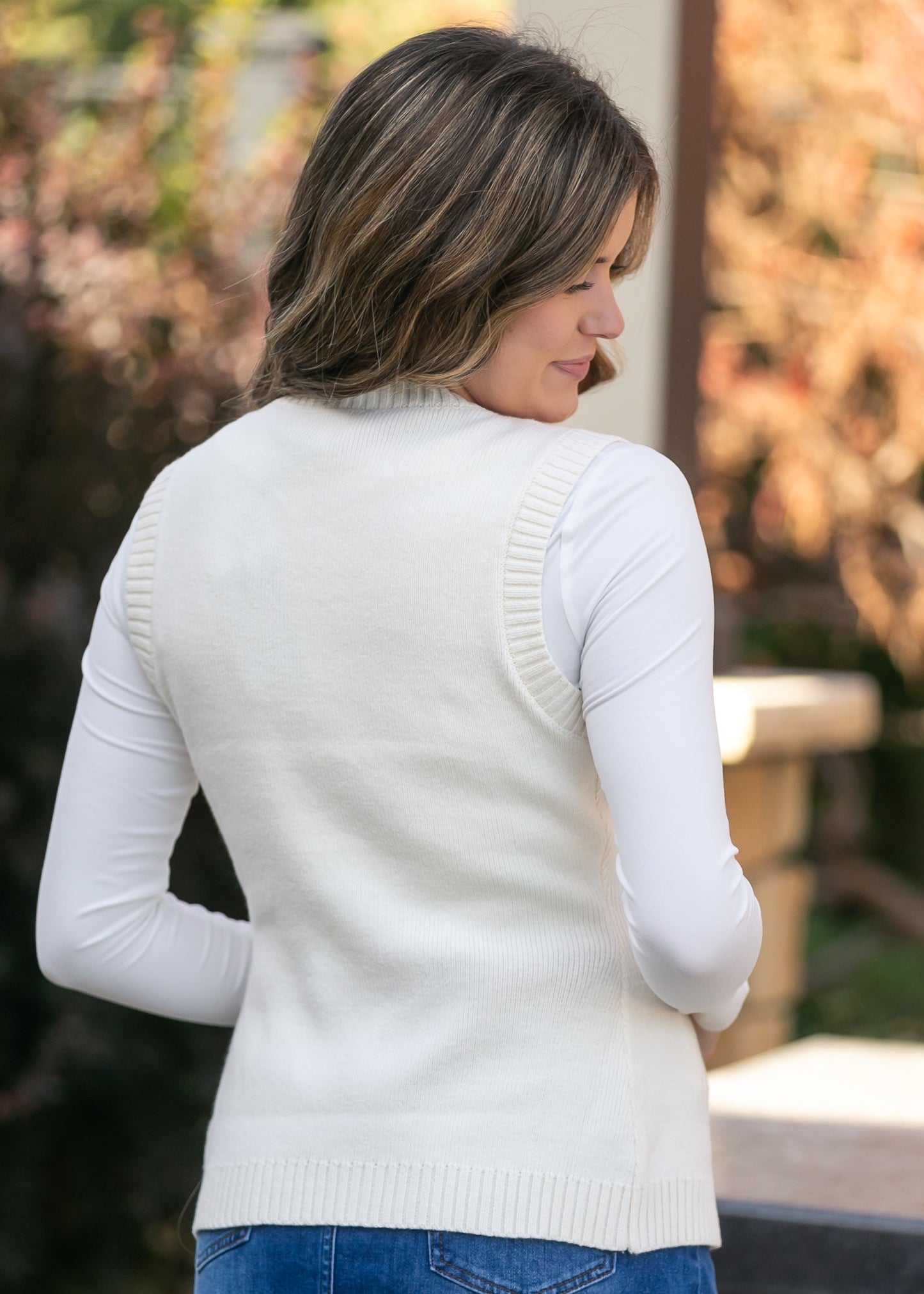 Pocket Front Button Down Knit Vest FF Layering Essentials