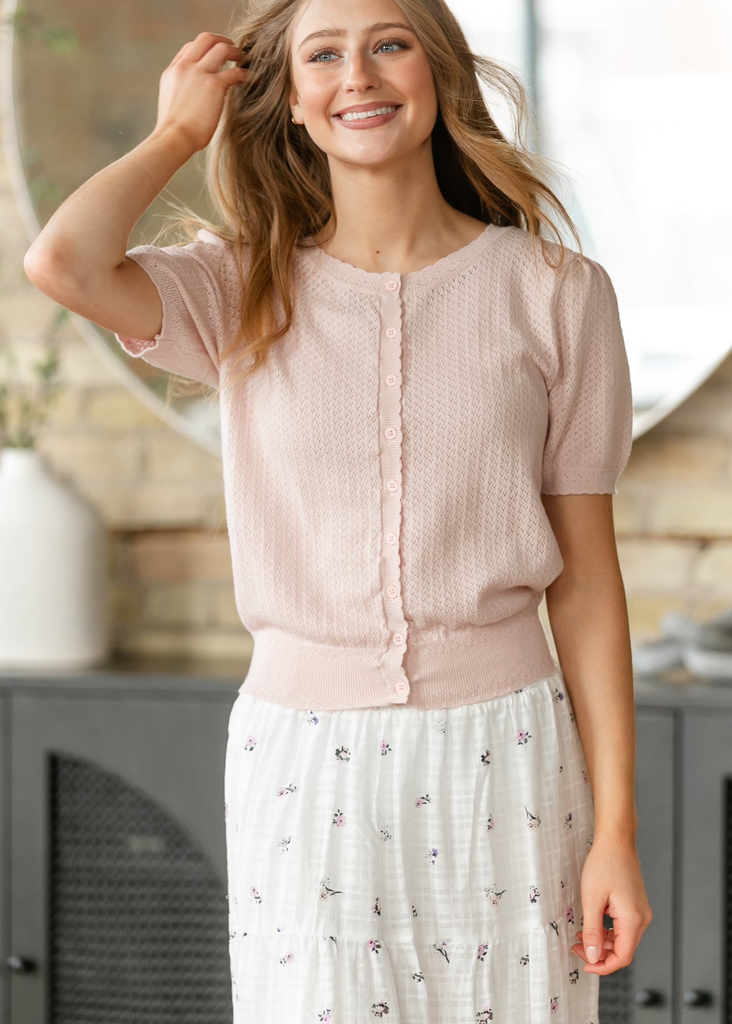 Pointelle Button Front Cardigan FF Layering Essentials