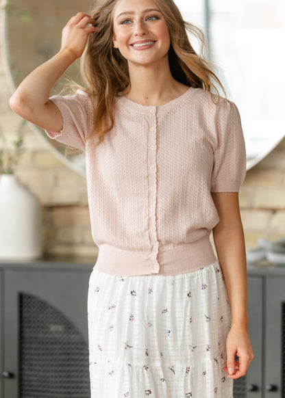 Pointelle Button Front Cardigan FF Layering Essentials