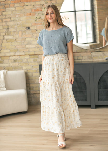 Pointelle Cutout Short Sleeve Sweater FF Tops