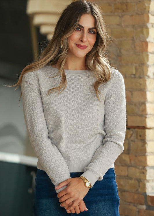 Pointelle Knit Scalloped Sweater FF Layering Essentials
