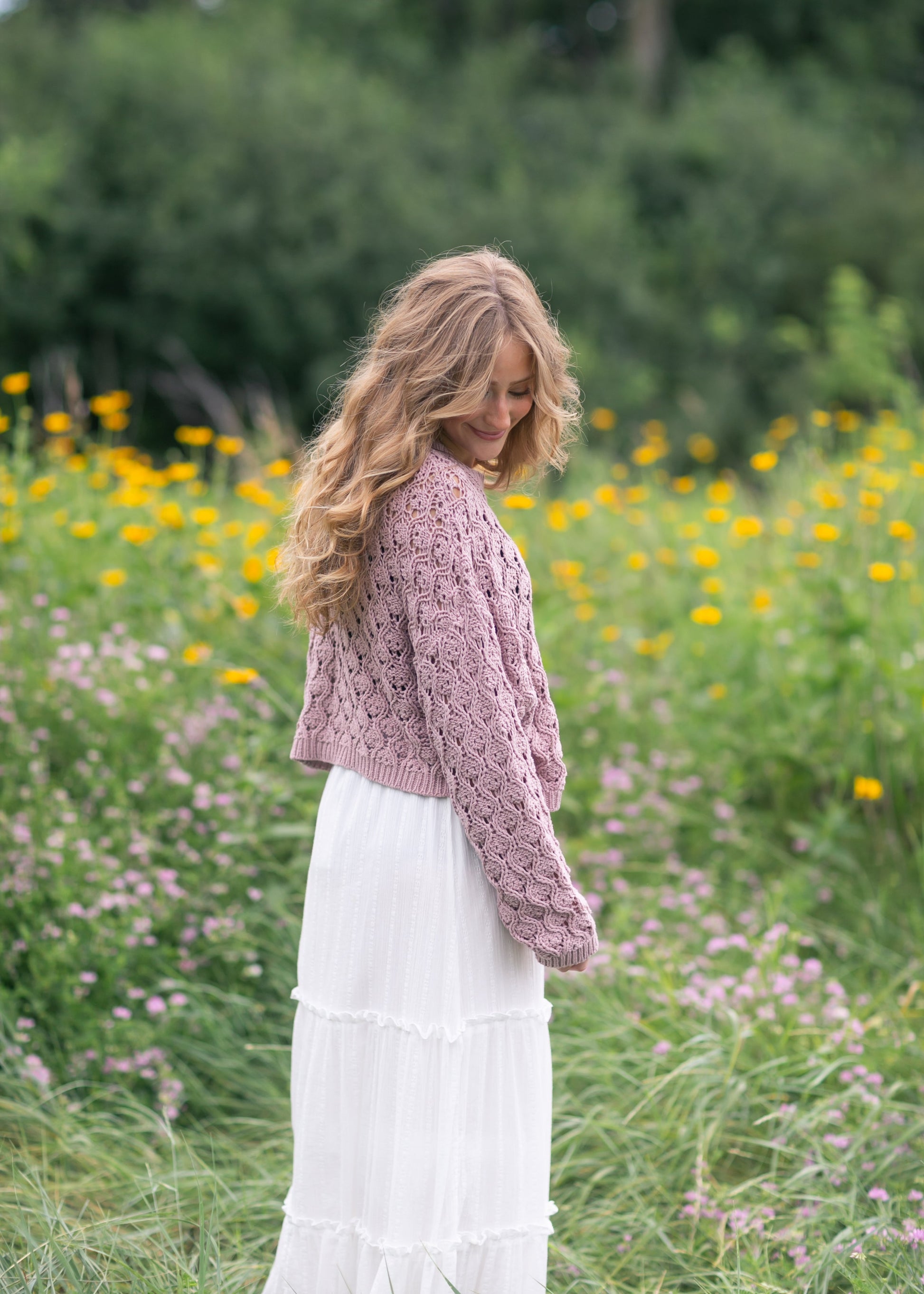 Pointelle Knit Sweater FF Tops