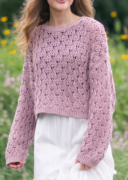 Pointelle Knit Sweater FF Tops