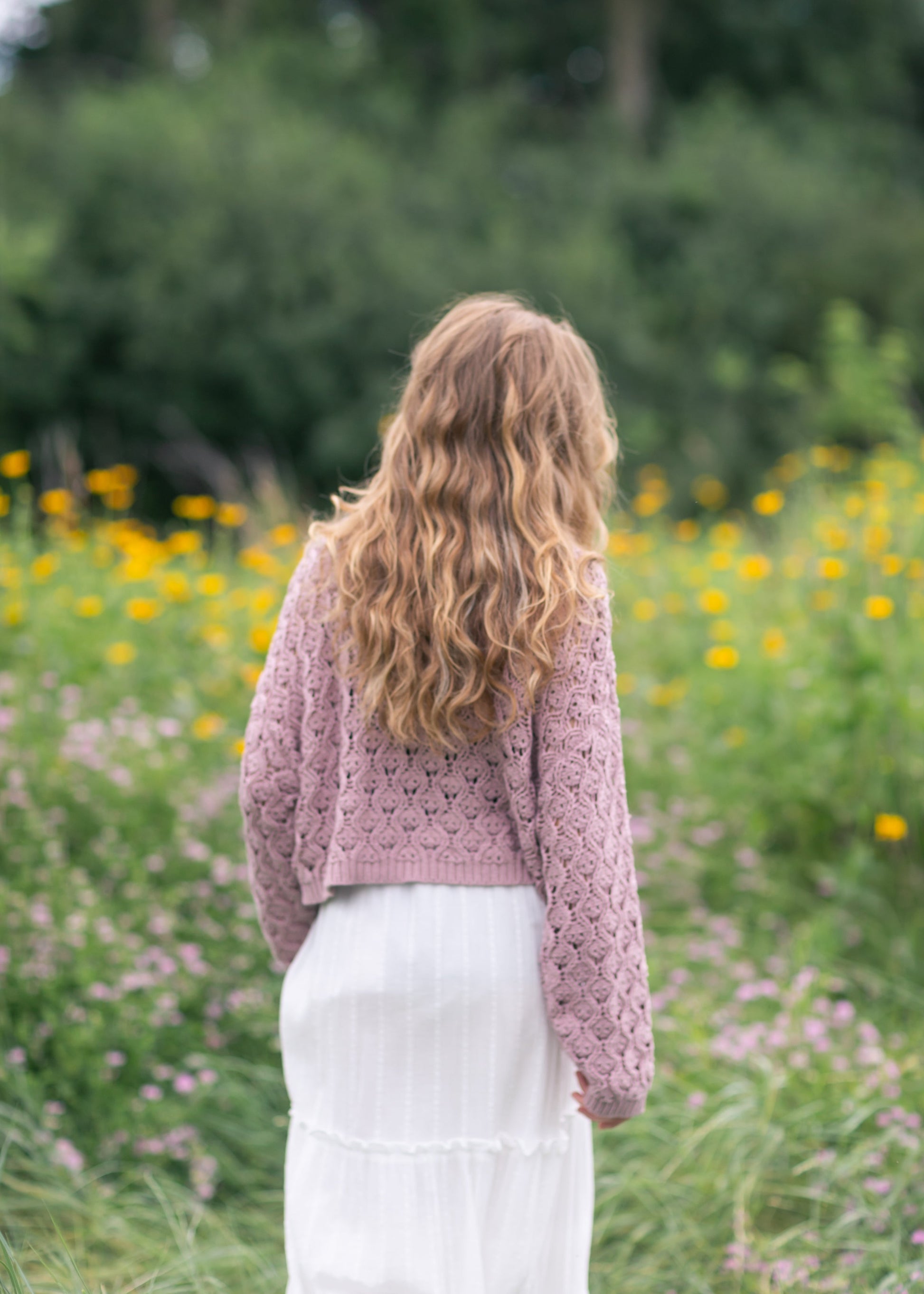 Pointelle Knit Sweater FF Tops