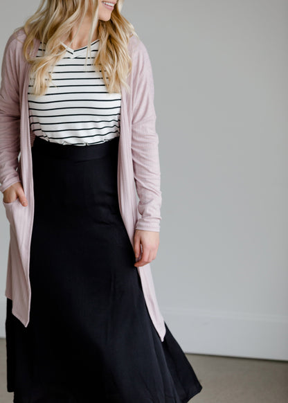 Pointelle Ribbed Pink Pocket Cardigan - FINAL SALE FF Layering Essentials