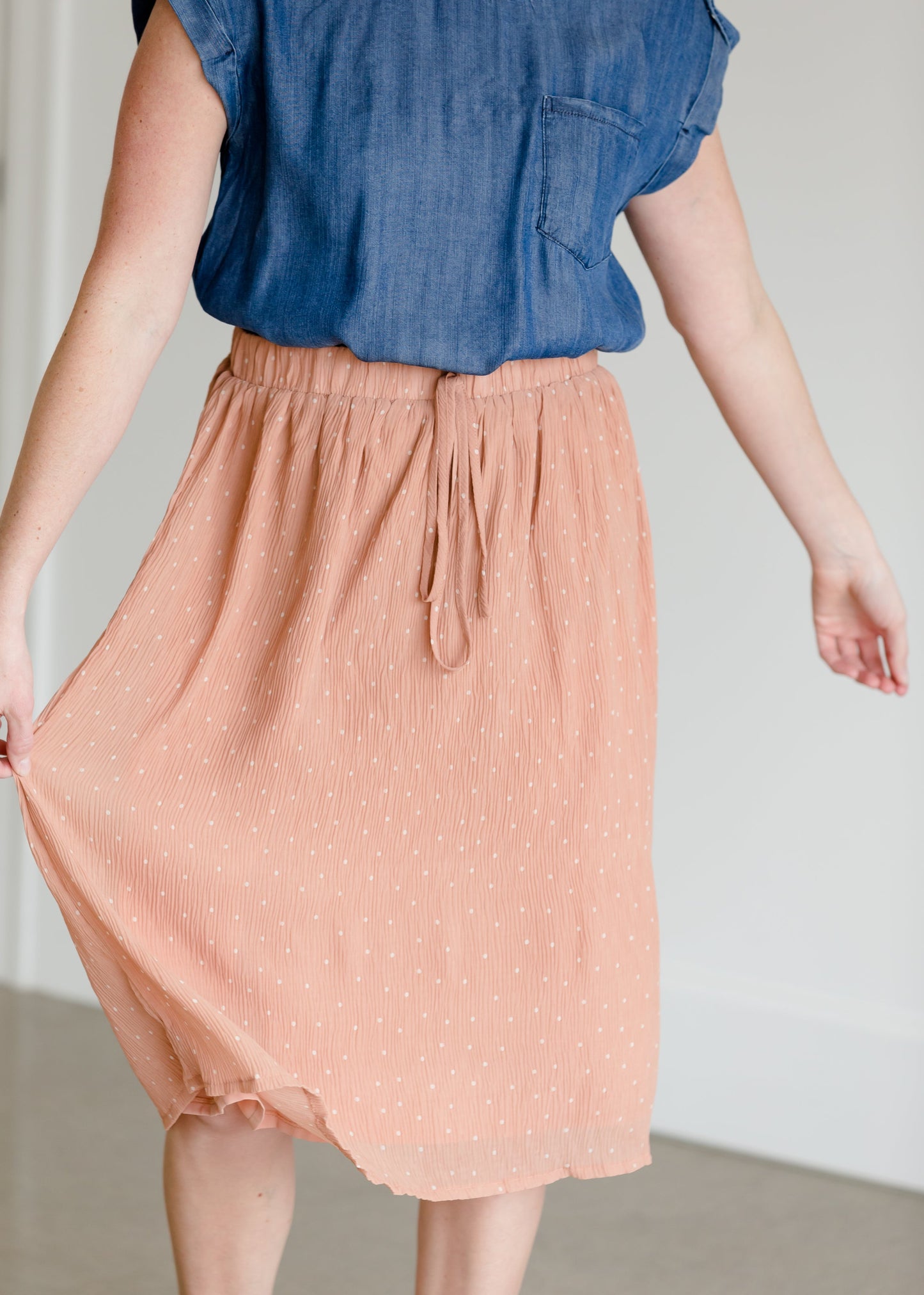 Polka Dot Crepe Midi Skirt - FINAL SALE FF Skirts