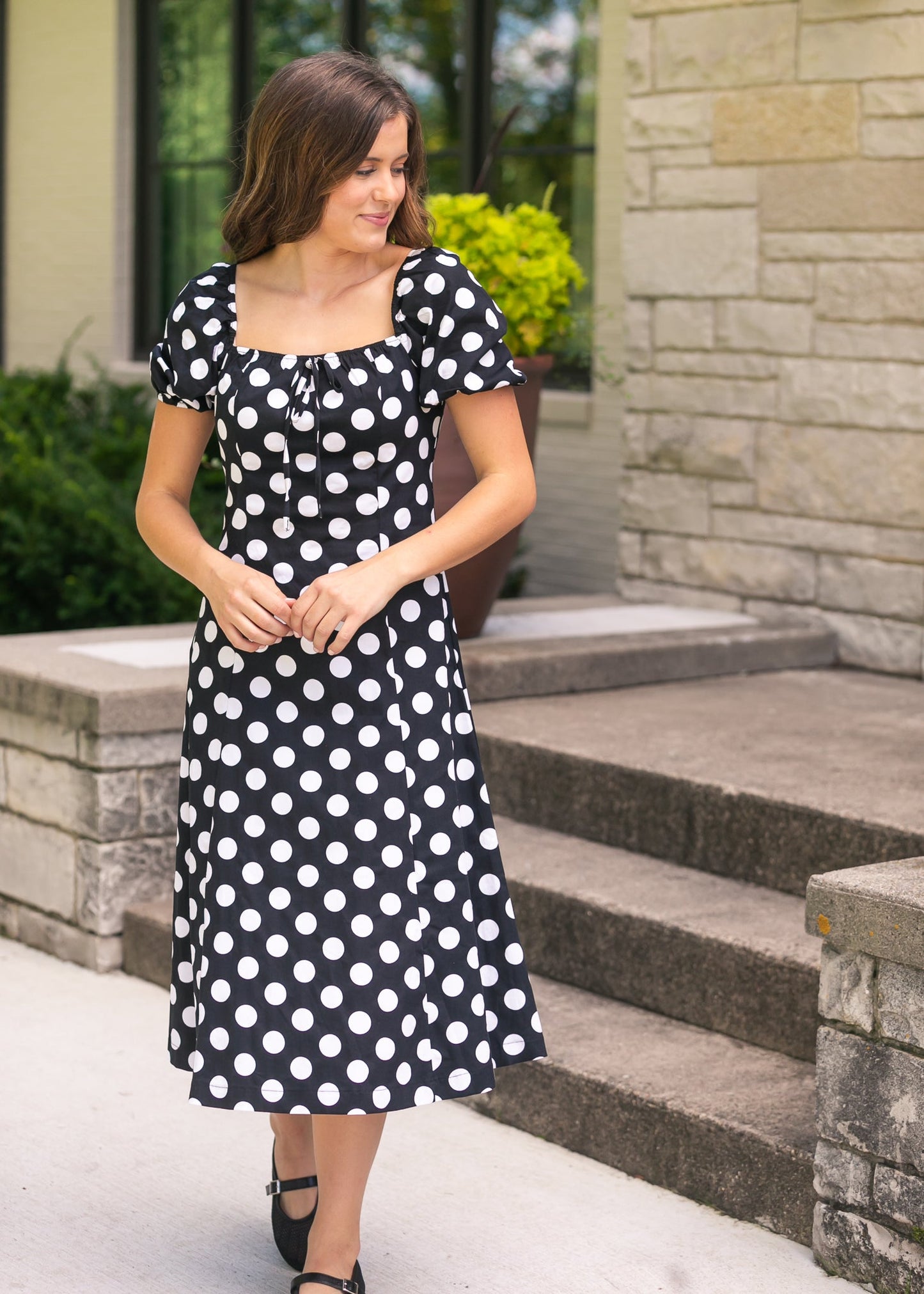 Polka Dot Flare Midi Dress FF Dresses