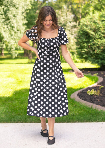 Polka Dot Flare Midi Dress FF Dresses