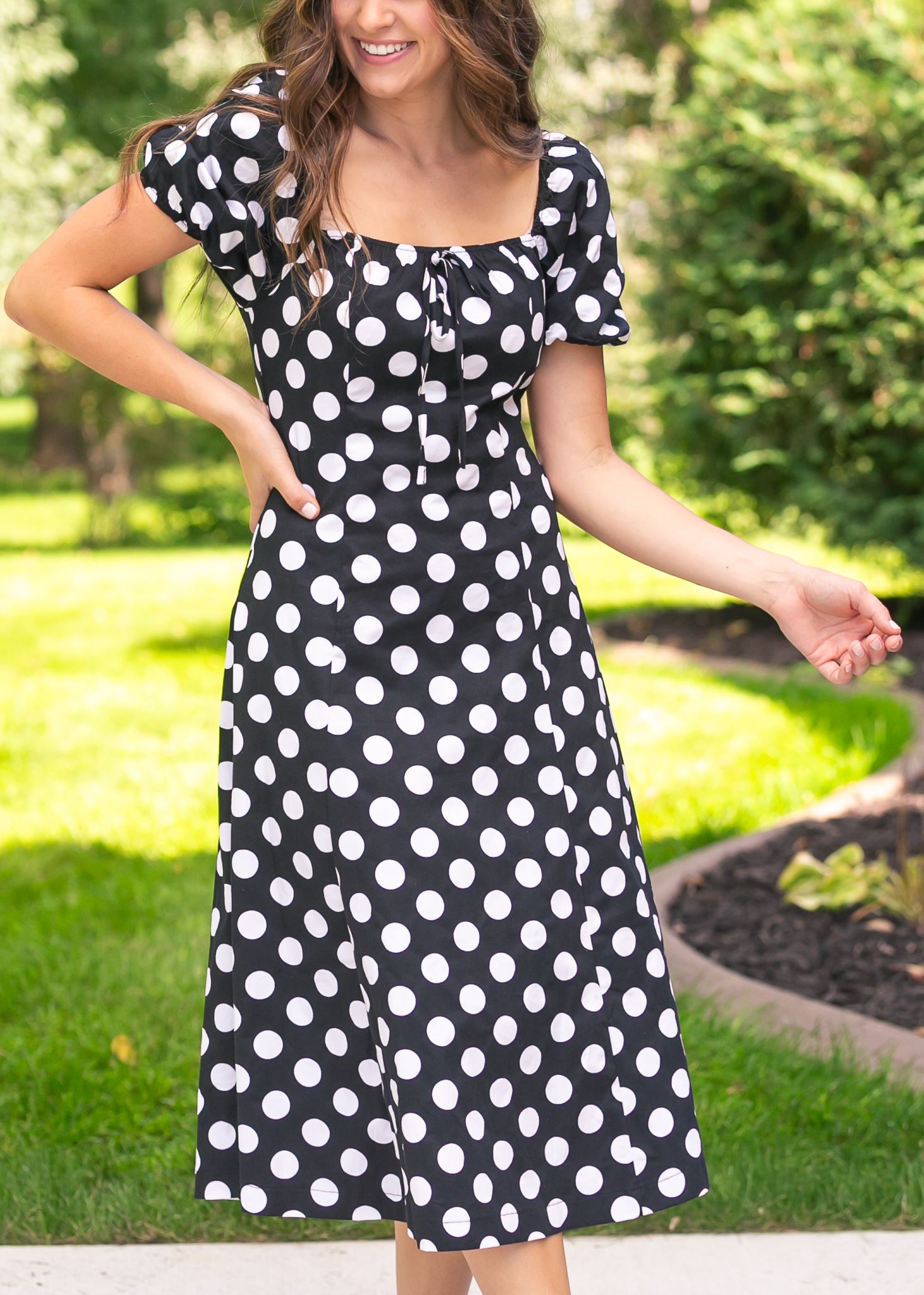 Polka Dot Flare Midi Dress FF Dresses