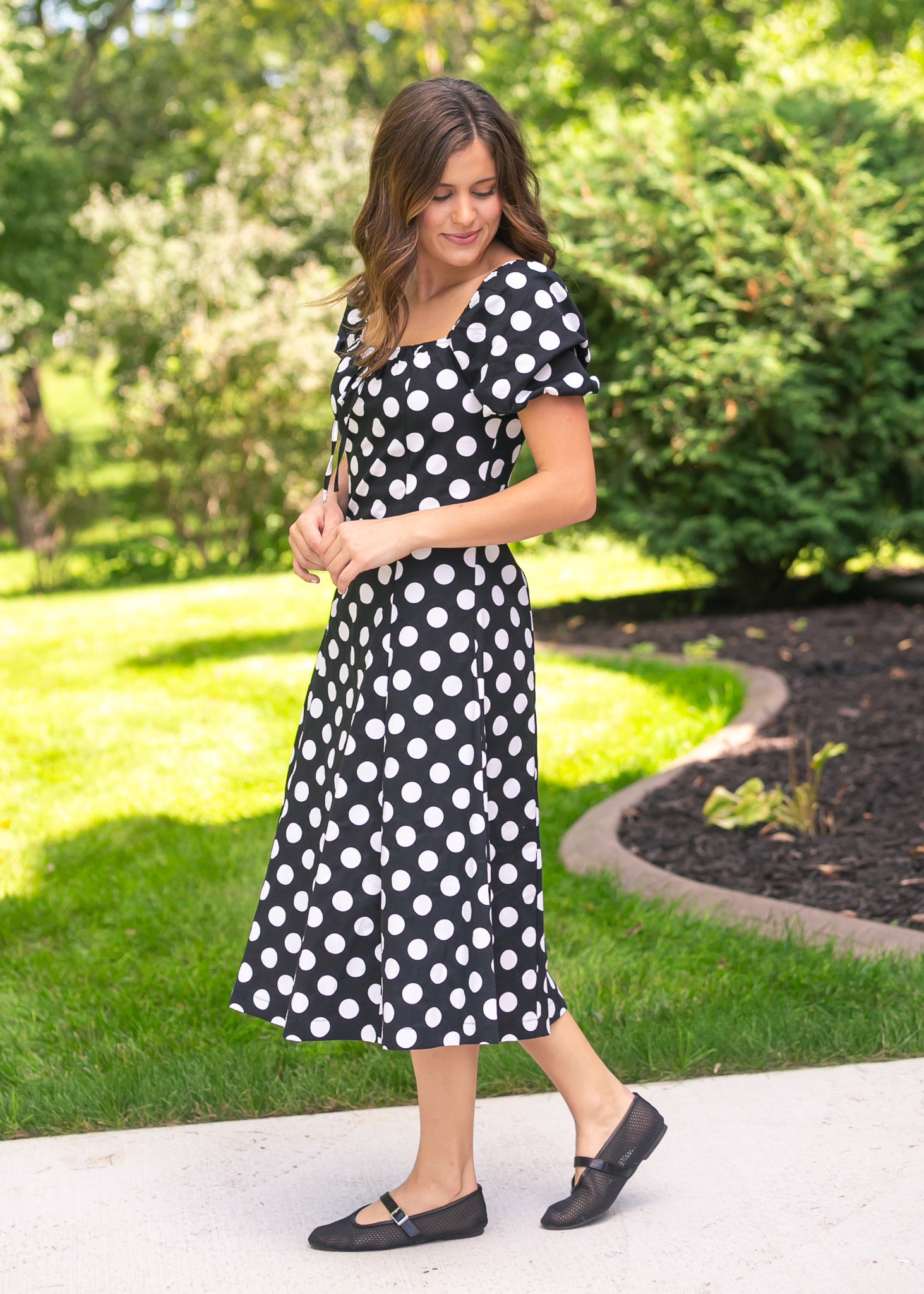 Polka Dot Flare Midi Dress FF Dresses