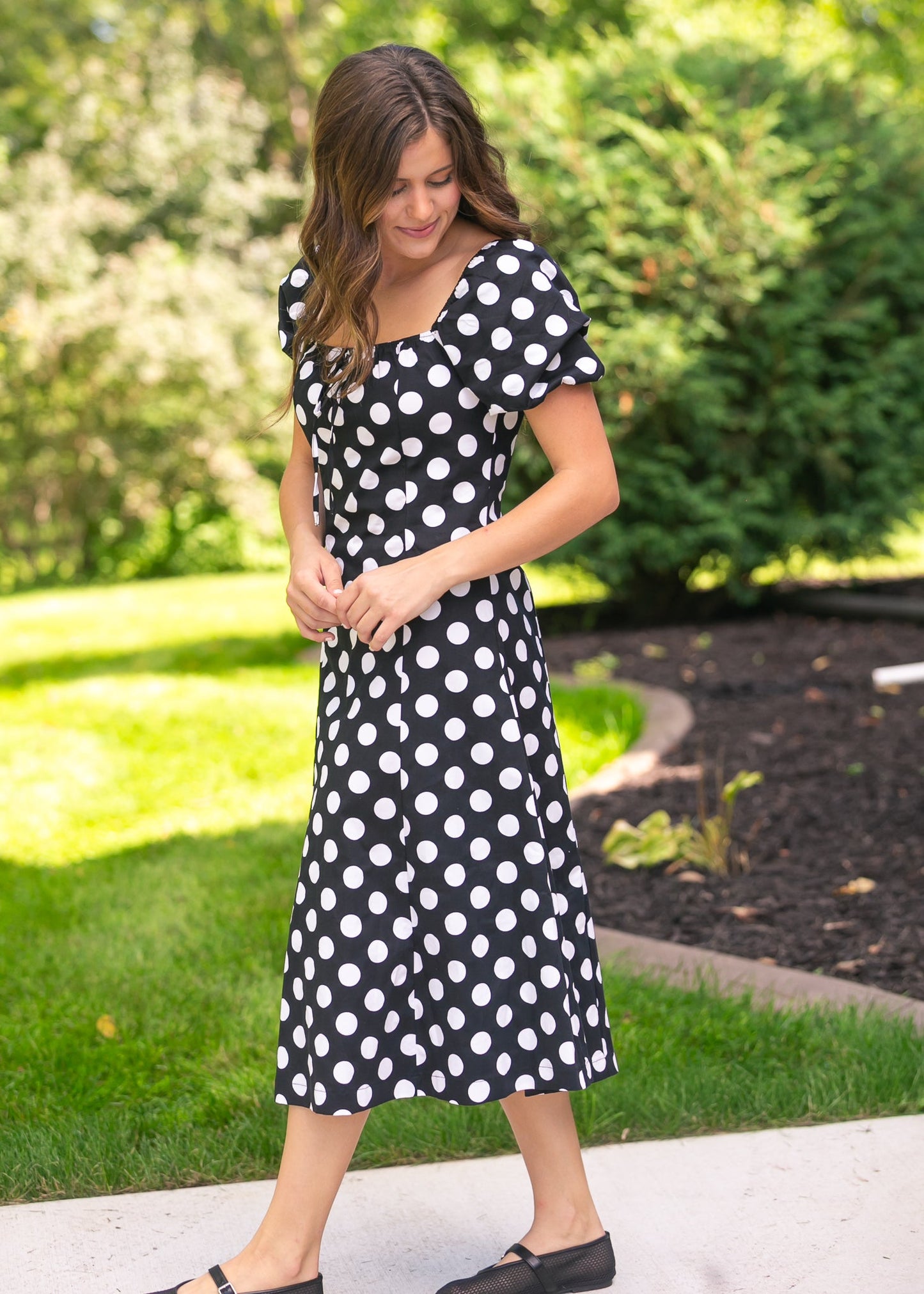 Polka Dot Flare Midi Dress FF Dresses