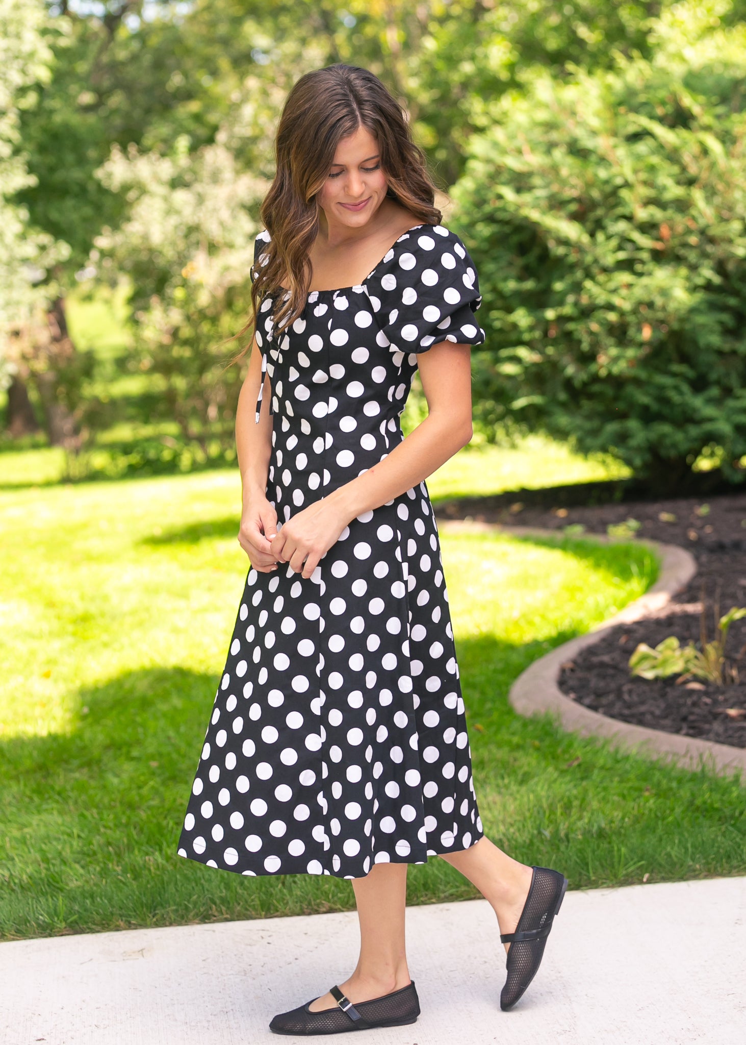 Polka Dot Flare Midi Dress FF Dresses