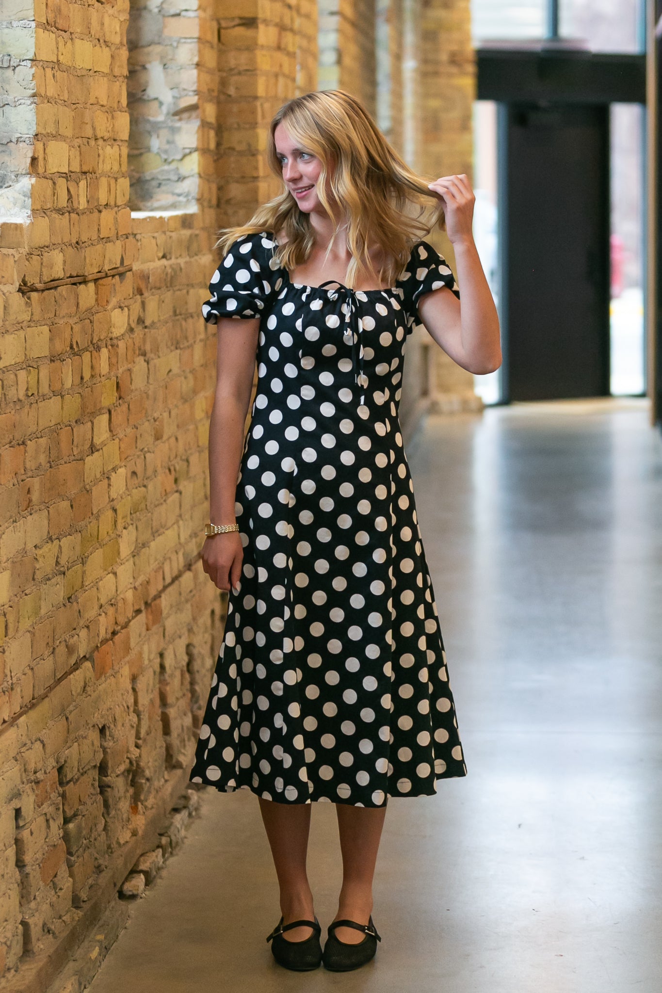 Polka Dot Flare Midi Dress FF Dresses