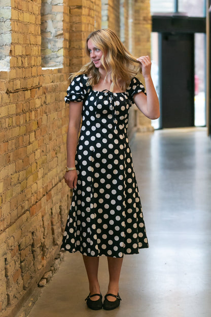 Polka Dot Flare Midi Dress FF Dresses
