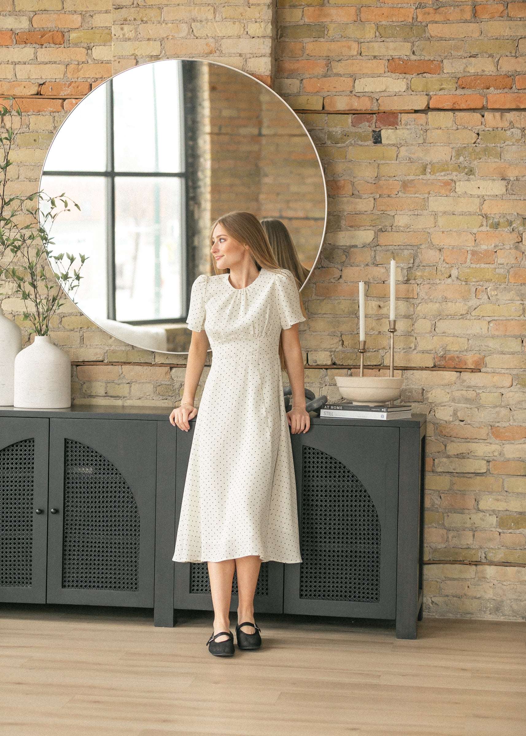 Polka Dot Flutter Sleeve Midi Dress – Inherit Co