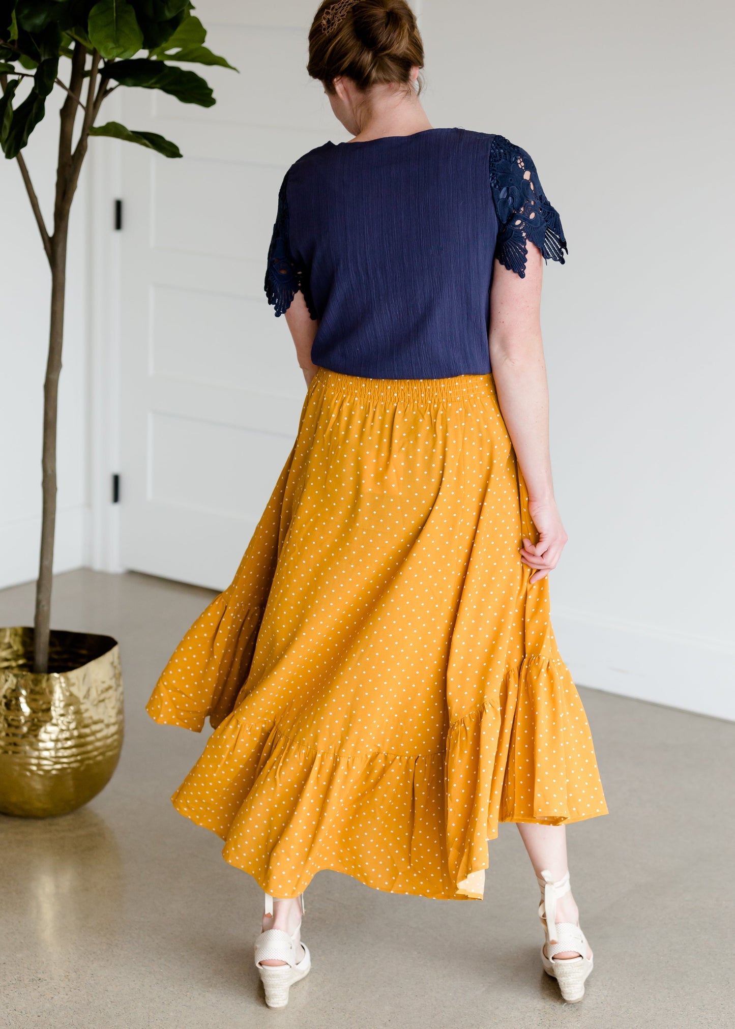 Polka Dot High Waist Ruffle Maxi Skirt - FINAL SALE FF Skirts