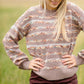 Pom Pom Striped Crew Neck Balloon Sleeve Sweater FF Tops
