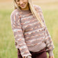 Pom Pom Striped Crew Neck Balloon Sleeve Sweater FF Tops