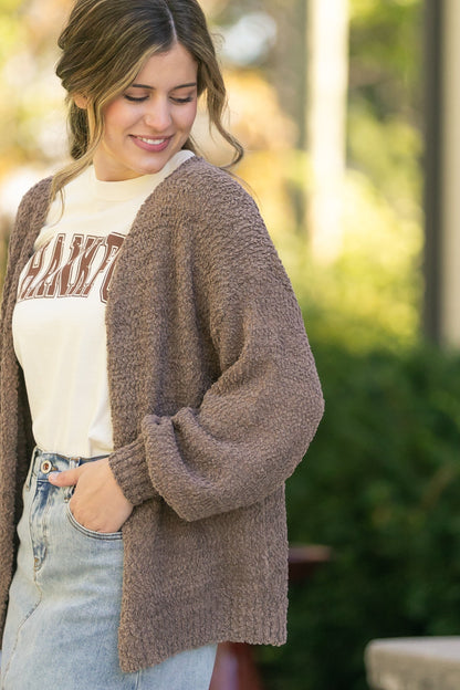 Popcorn Knit Open Front Cardigan FF Layering Essentials