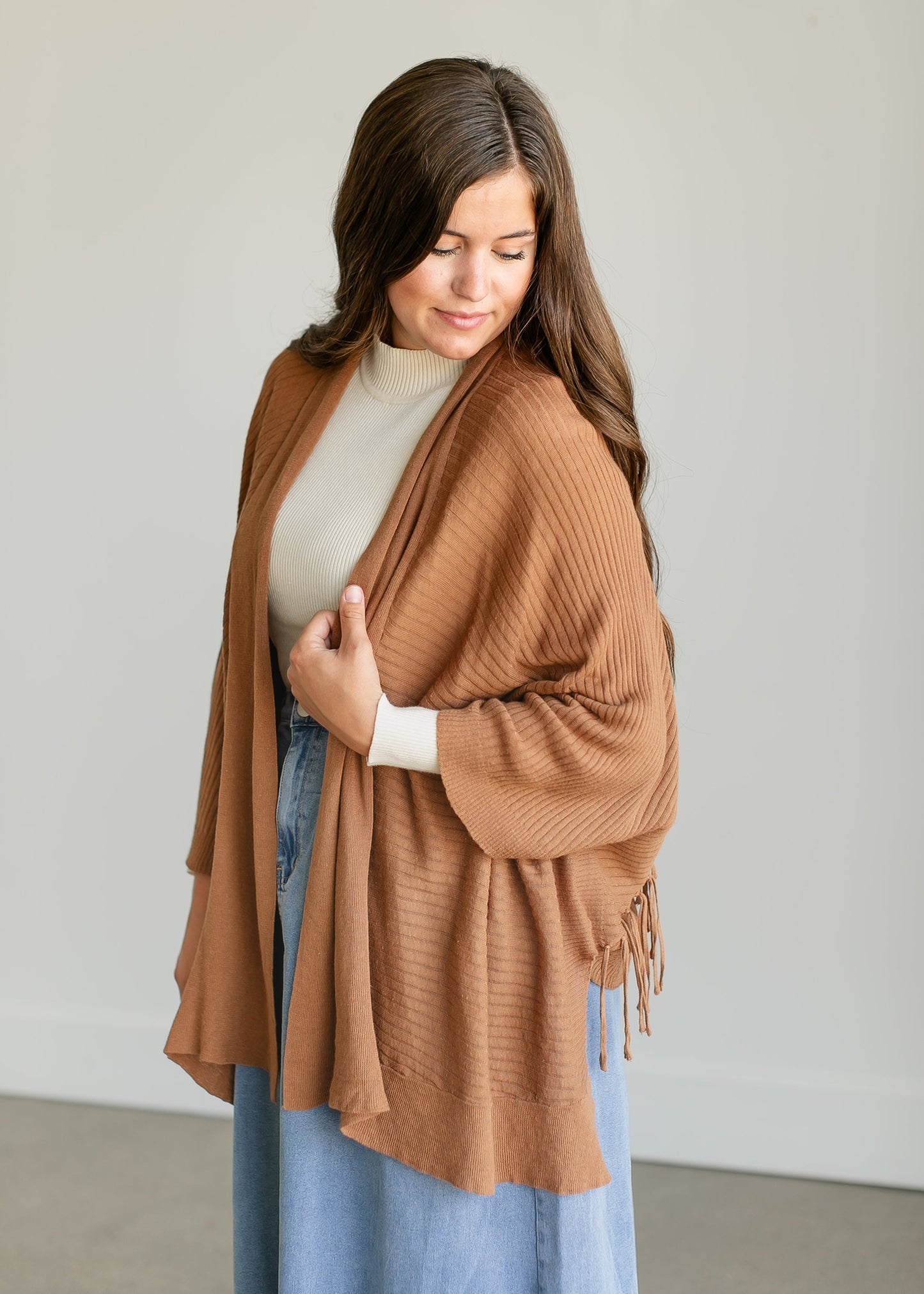 Positano Fringe Wrap Cardigan FF Tops