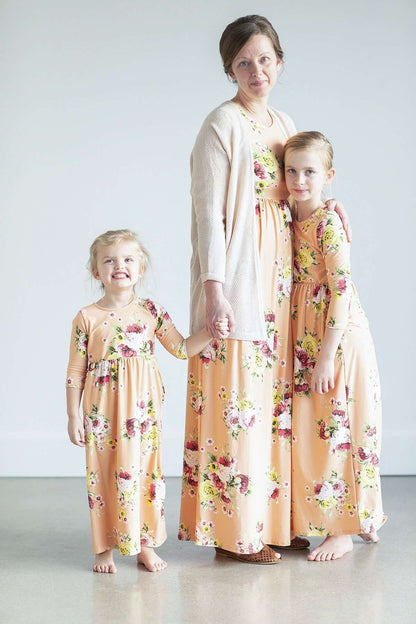 Posy Print Floral Maxi Dress - Final Sale FF Dresses Peach / S