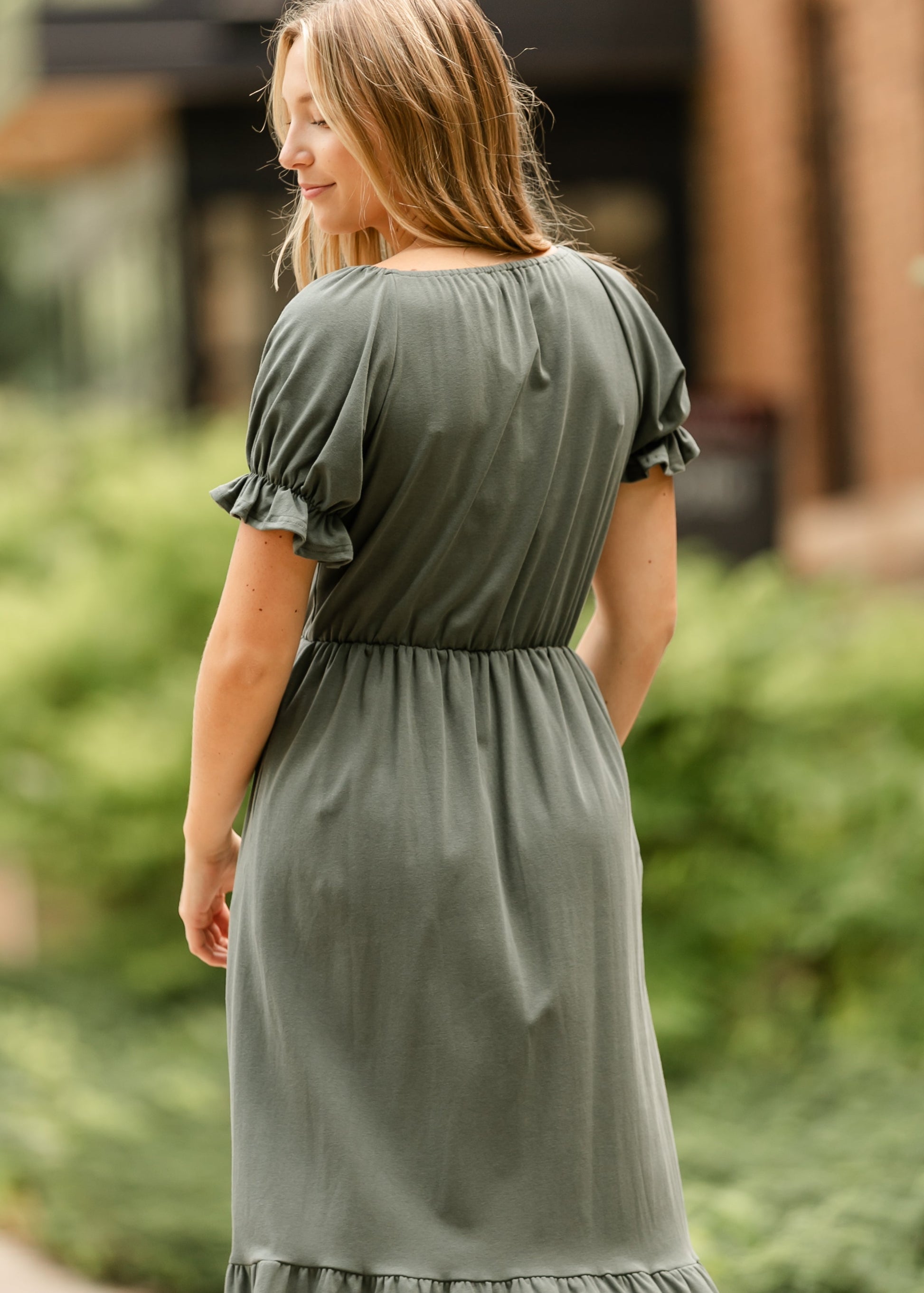 Amy Puff Sleeve Midi Dress Inherit Co. Amy Puff Sleeve Midi Dress Inherit Co.