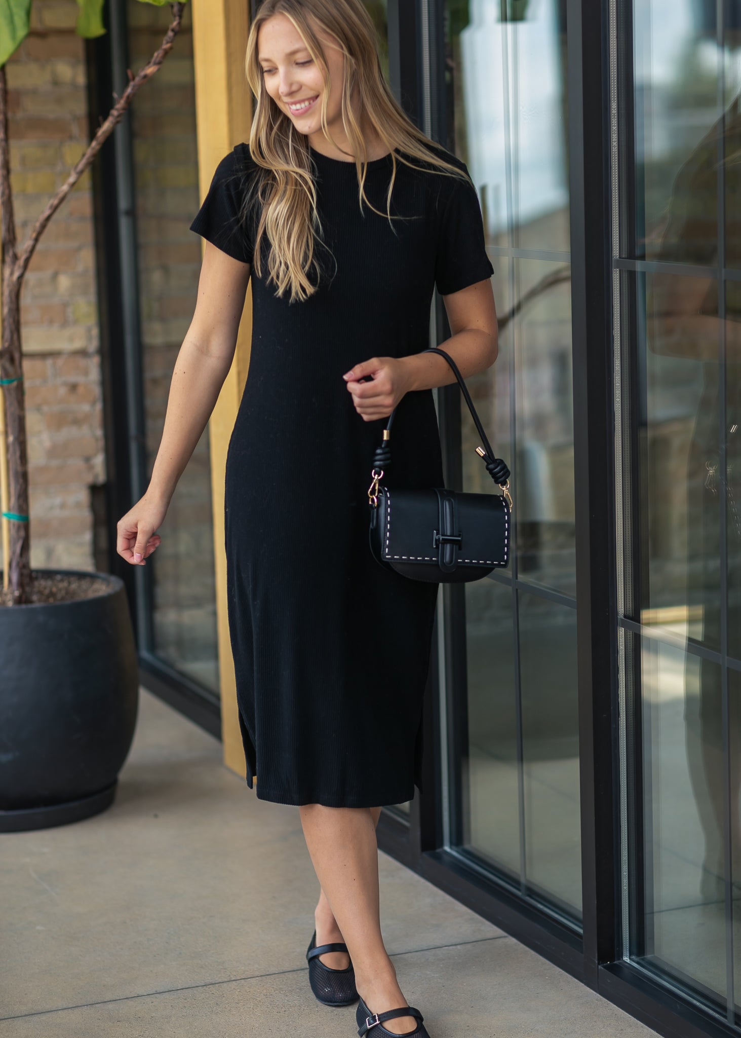 Preorder Baylor Ribbed Tee Shirt Dress IC Dresses Black / XS