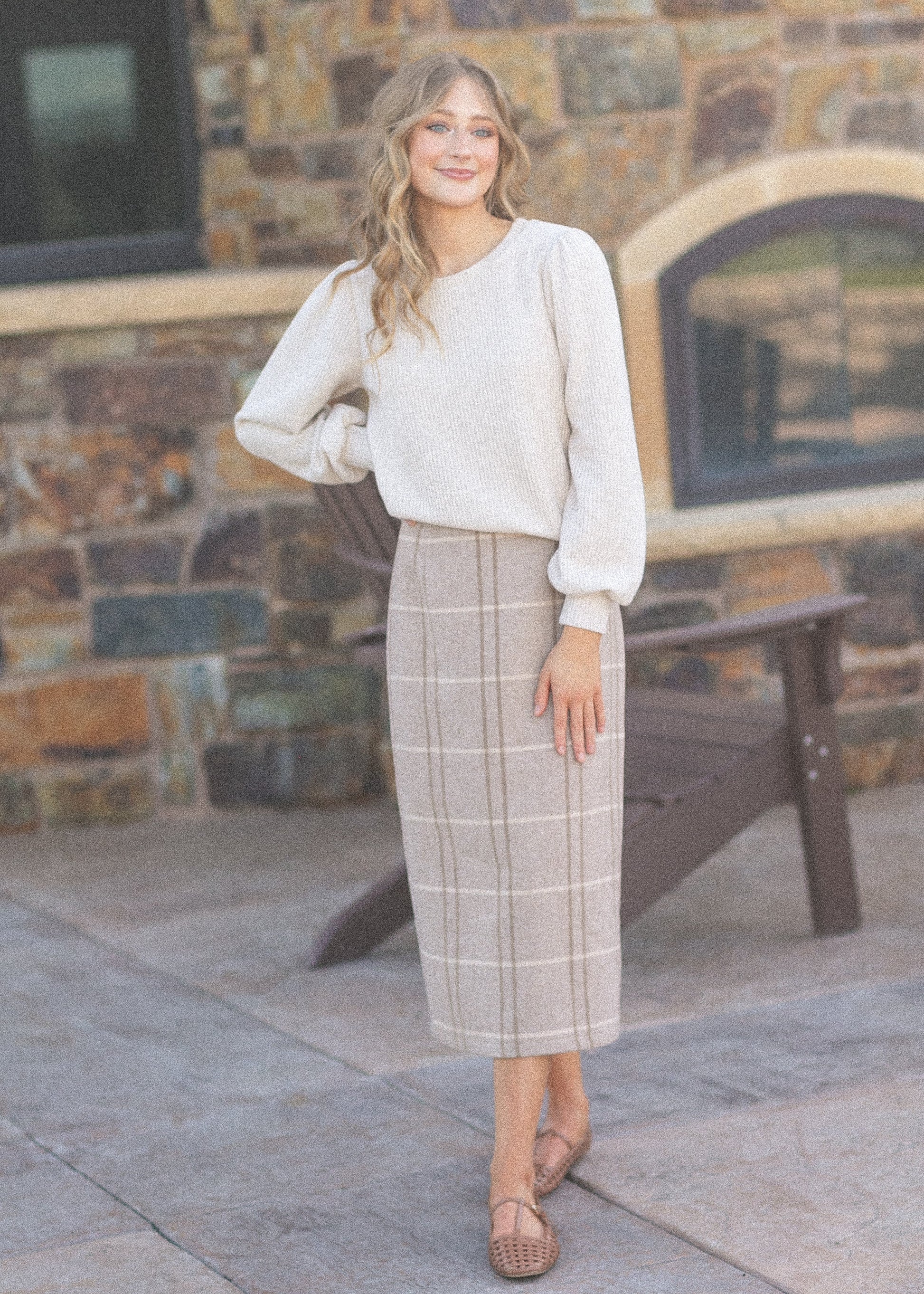 Preorder Calista Plaid Wool Midi Pencil Skirt IC Skirts