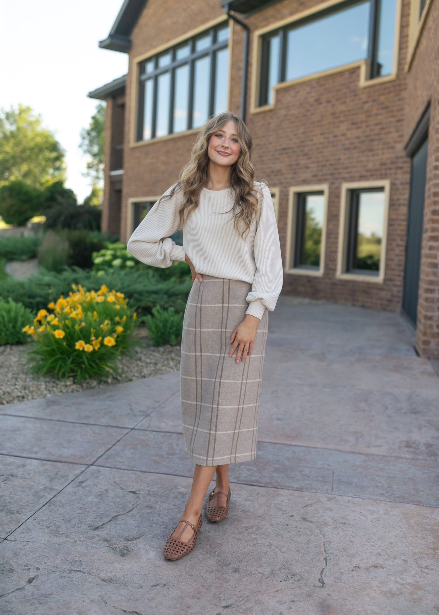 Preorder Calista Plaid Wool Midi Pencil Skirt IC Skirts
