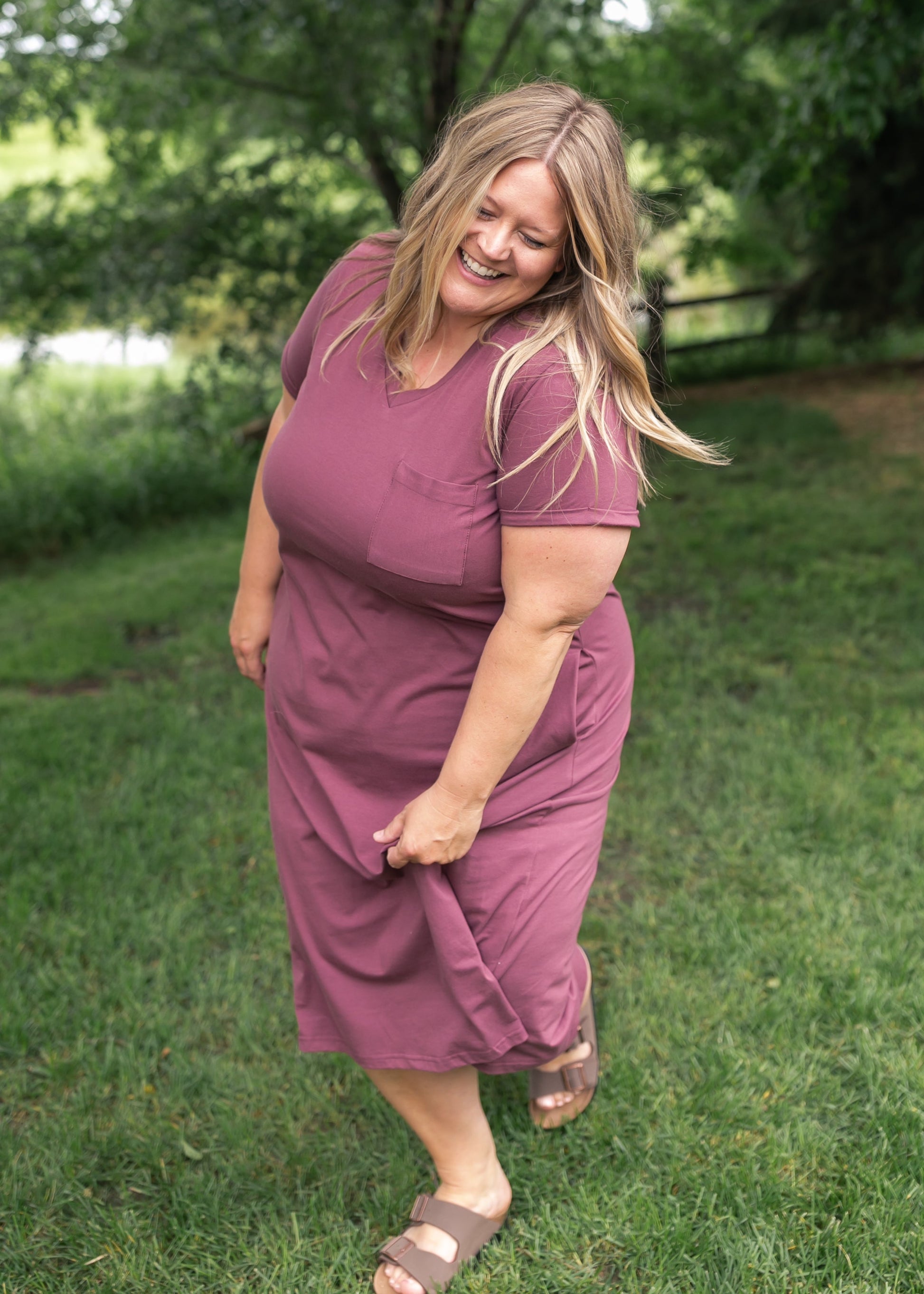 plus size v neck t shirt dress Finley V-neck T-shirt Dress, Mediumulberry / Small