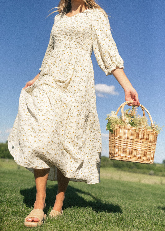Preorder Flora Smocked Midi Dress IC Dresses