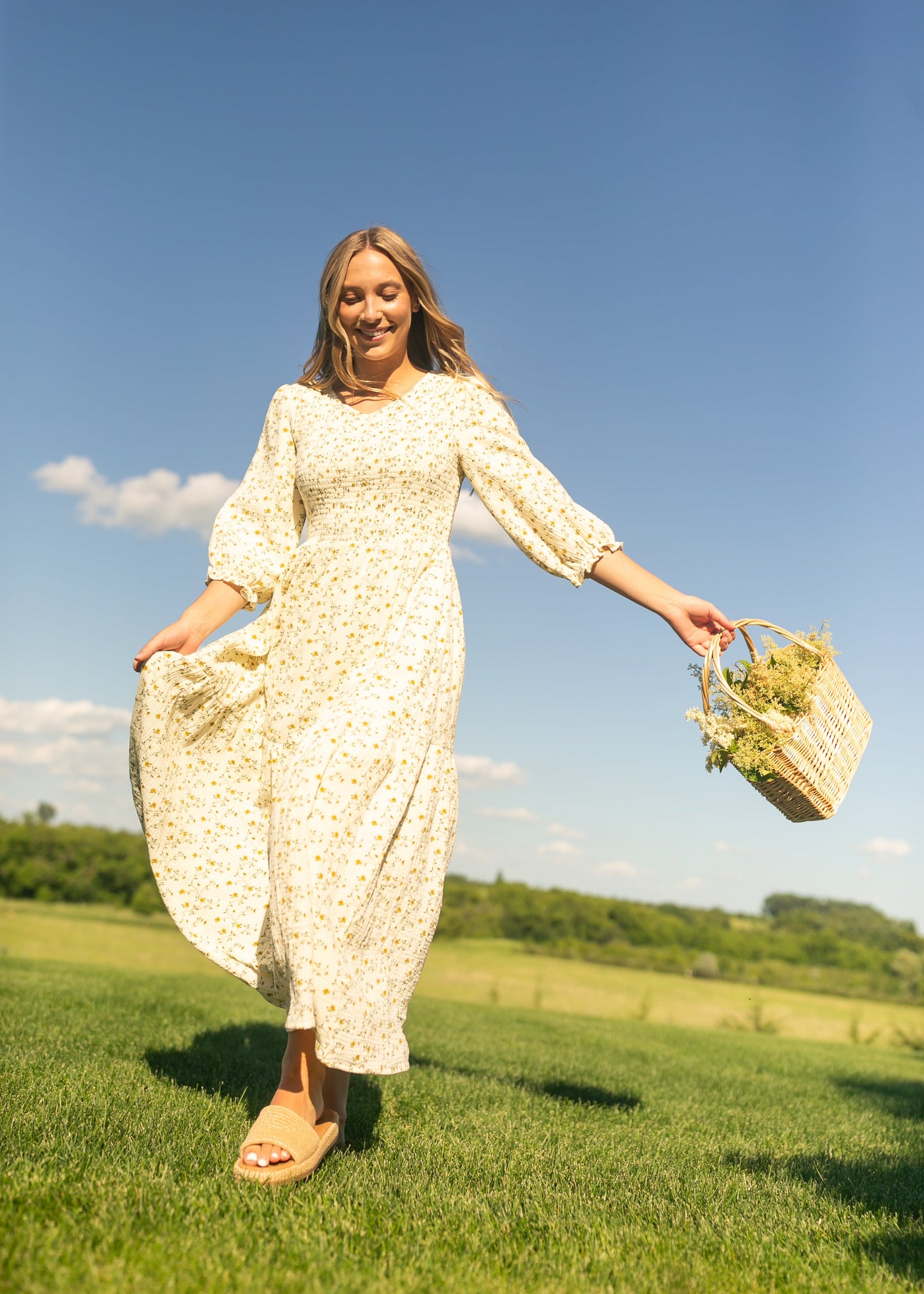 Preorder Flora Smocked Midi Dress IC Dresses