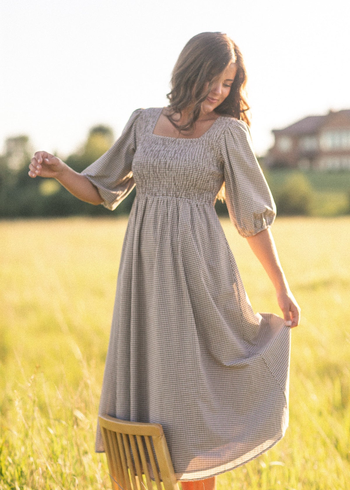 gingham dresses Kayleen Maxi Dress 23 Hips Size:Pre-order 12 wo 10/12/25-10/18/25 Aspeed dress burgundy size