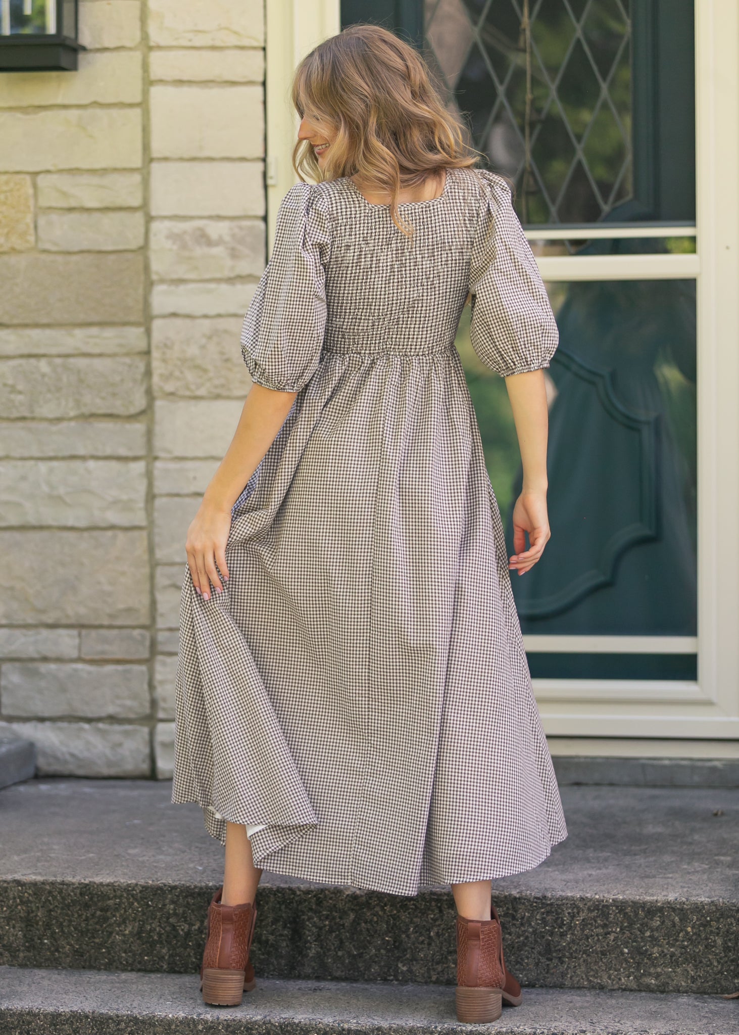 beige gingham maxi dress Waverly Dress in Beige Check | Tiered Cotton Maxi Dress for Quiet Luxury,  Vineyard Weekends & Summer 2026