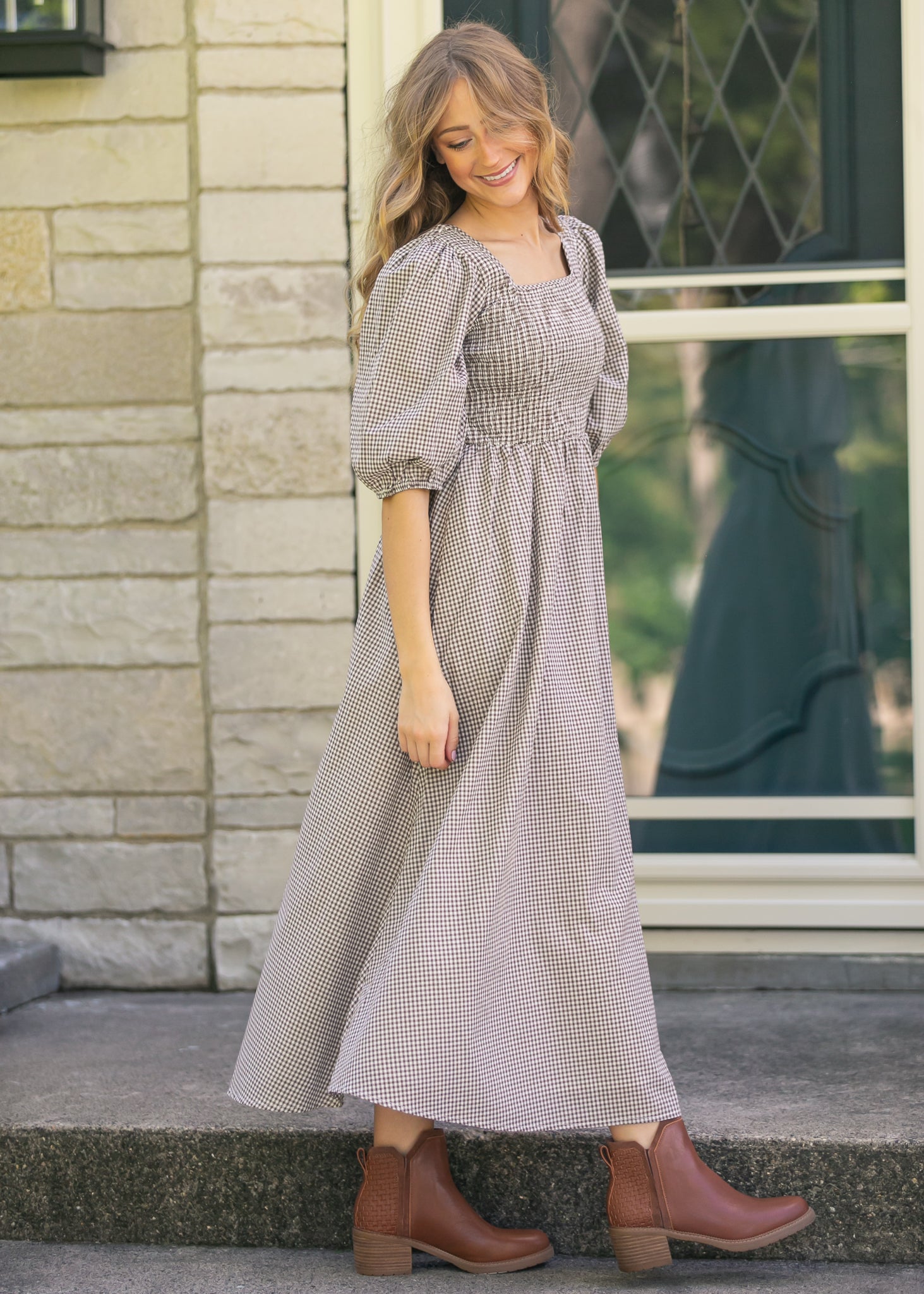 Kayleen Gingham Maxi Dress, Medium Kayleen Gingham Maxi Dress, Medium