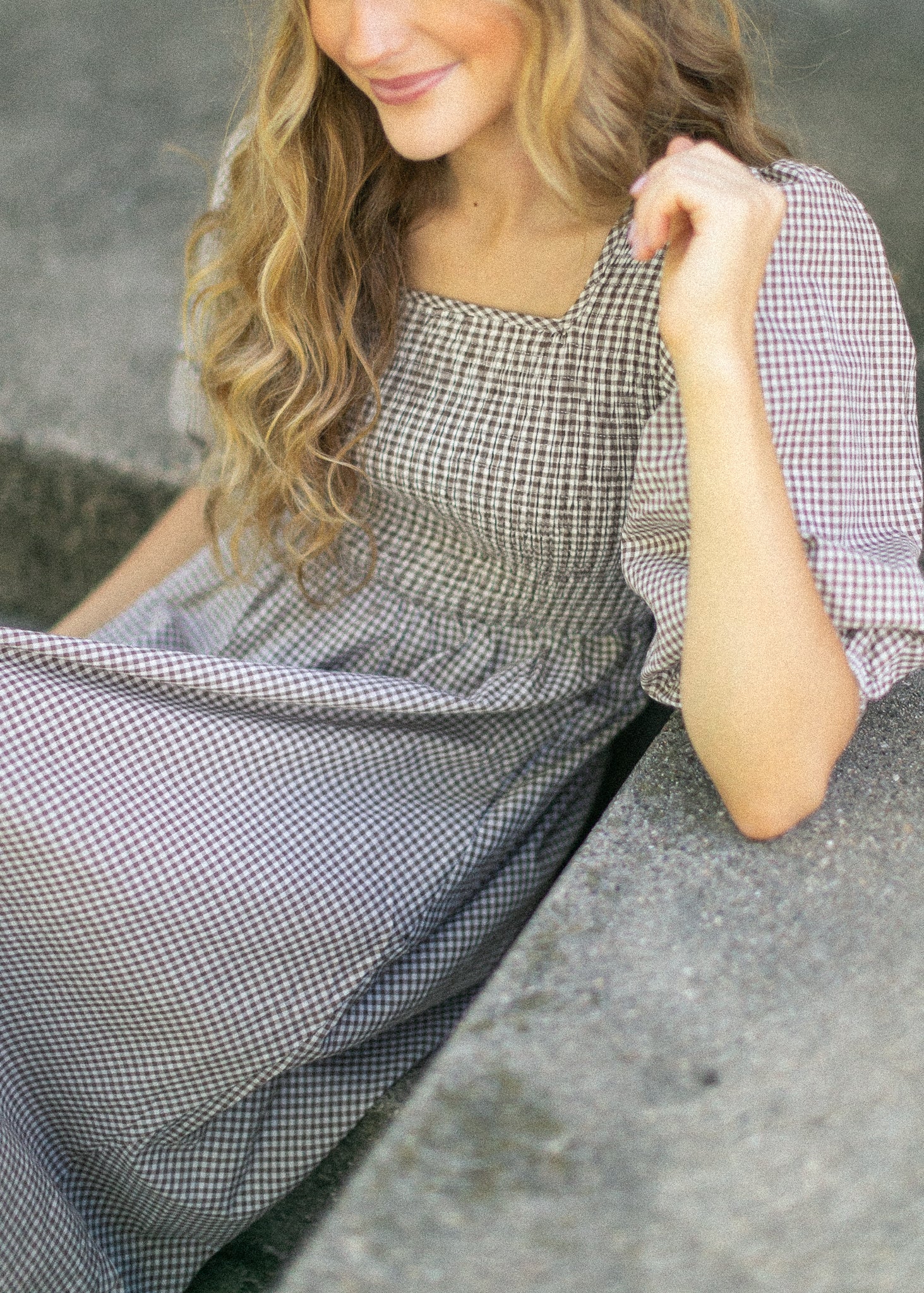 grey gingham dress Baltic Born Womens Reyna Midi Dress | Black + White Gingham
