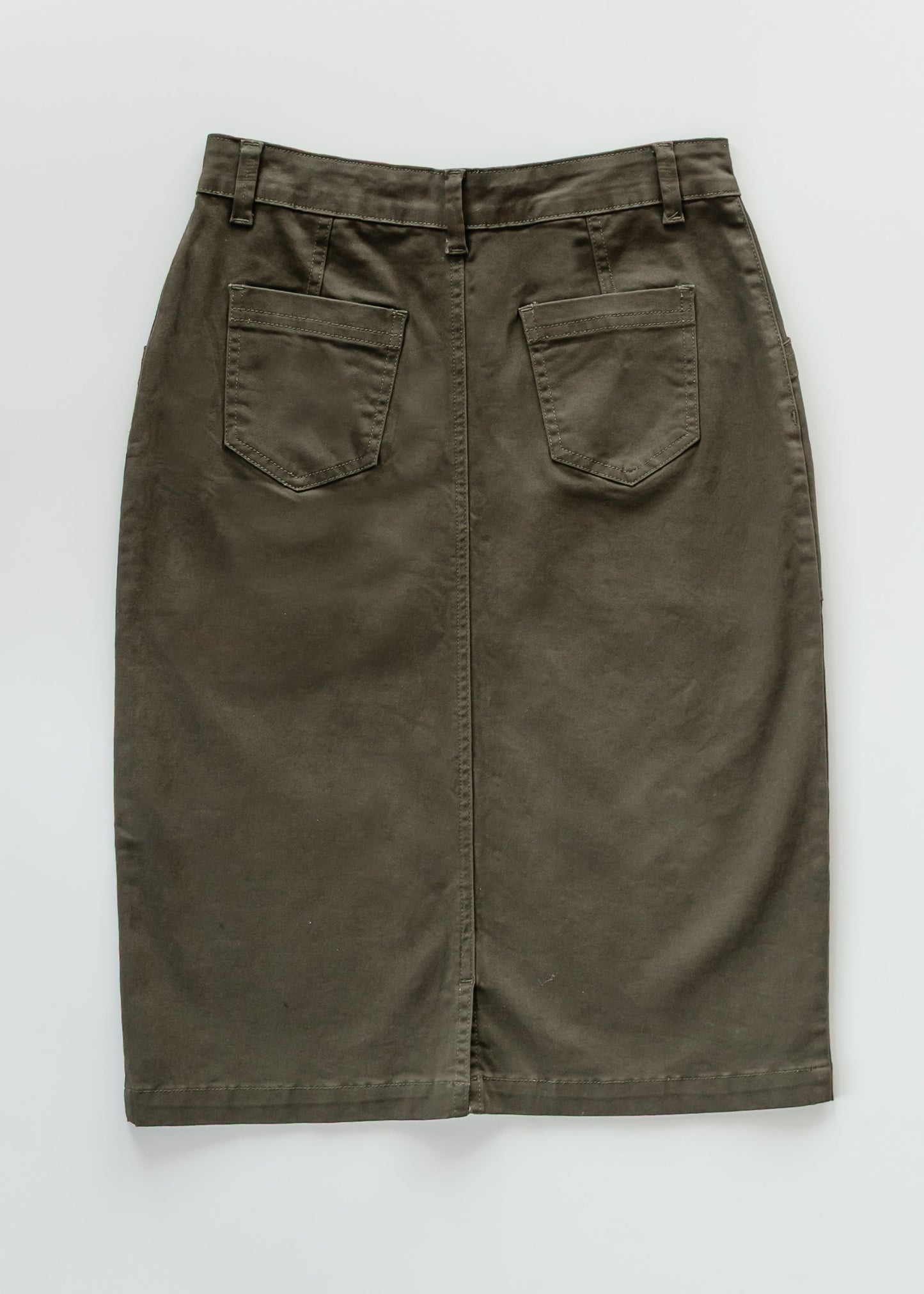 Preorder Kennedy Olive Midi Denim Skirt FF Skirts