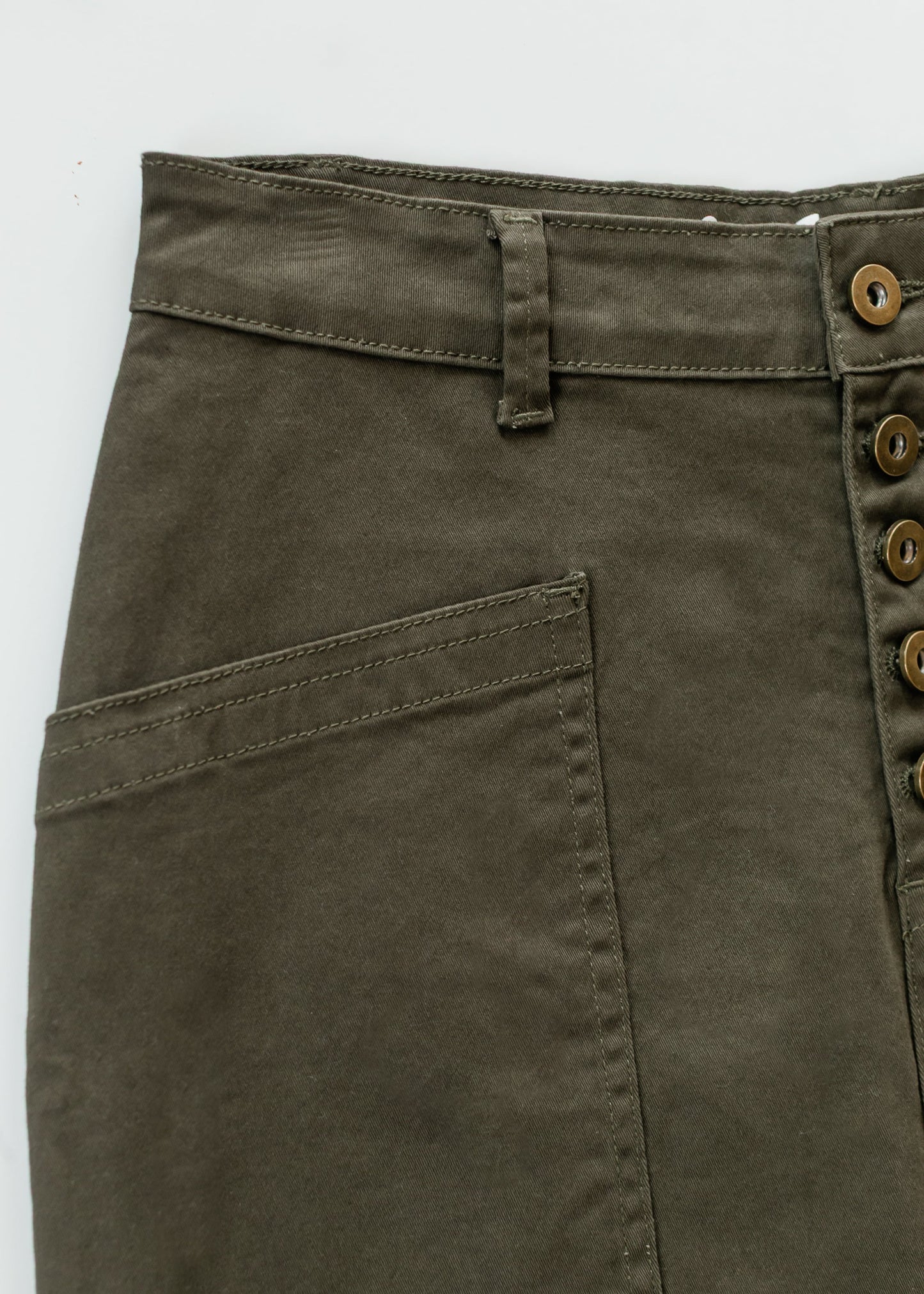 Preorder Kennedy Olive Midi Denim Skirt FF Skirts