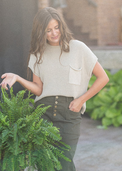 Preorder Kennedy Olive Midi Denim Skirt FF Skirts