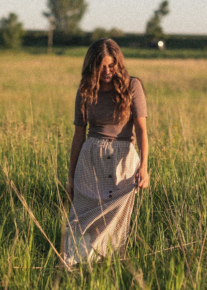 Preorder McKenna Gingham Maxi Skirt FF Skirts