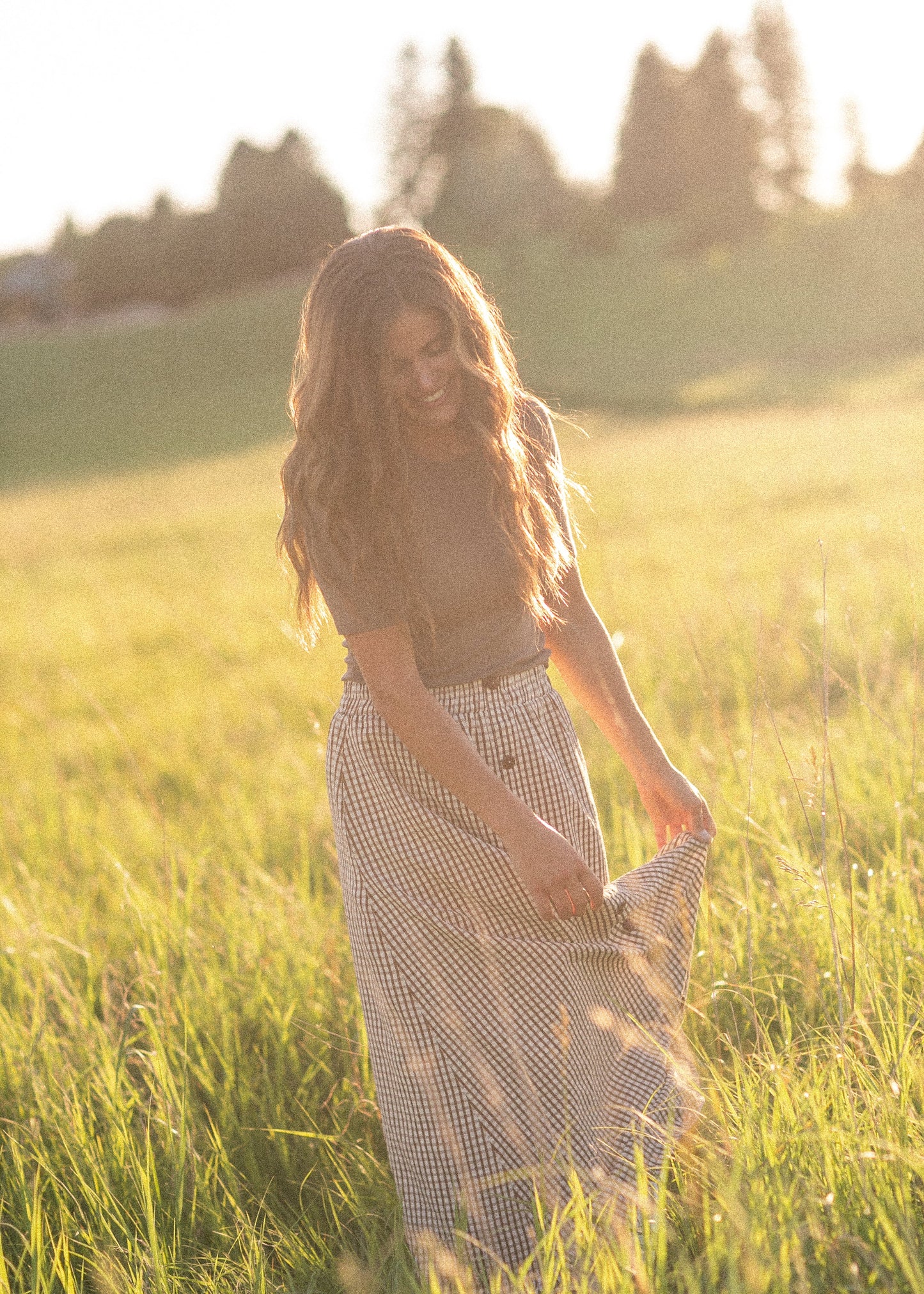 Preorder McKenna Gingham Maxi Skirt FF Skirts