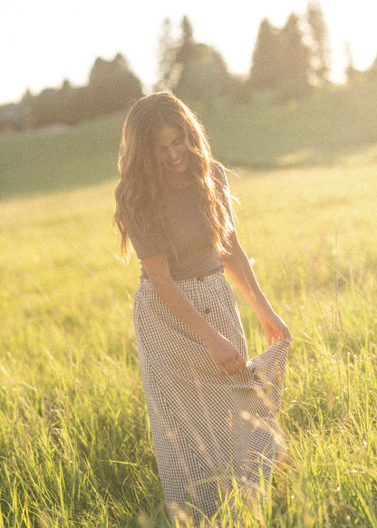 Preorder McKenna Gingham Maxi Skirt IC Skirts