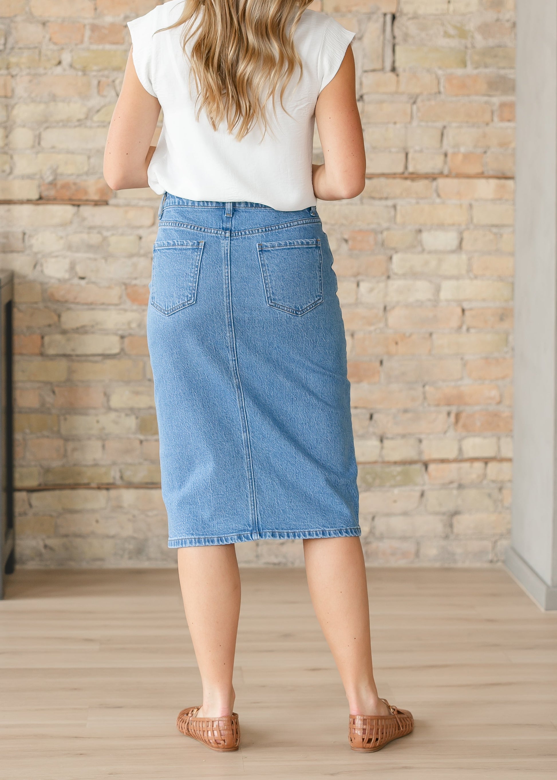 Preorder Remi Denim Classic Wash Midi Skirt IC Skirts