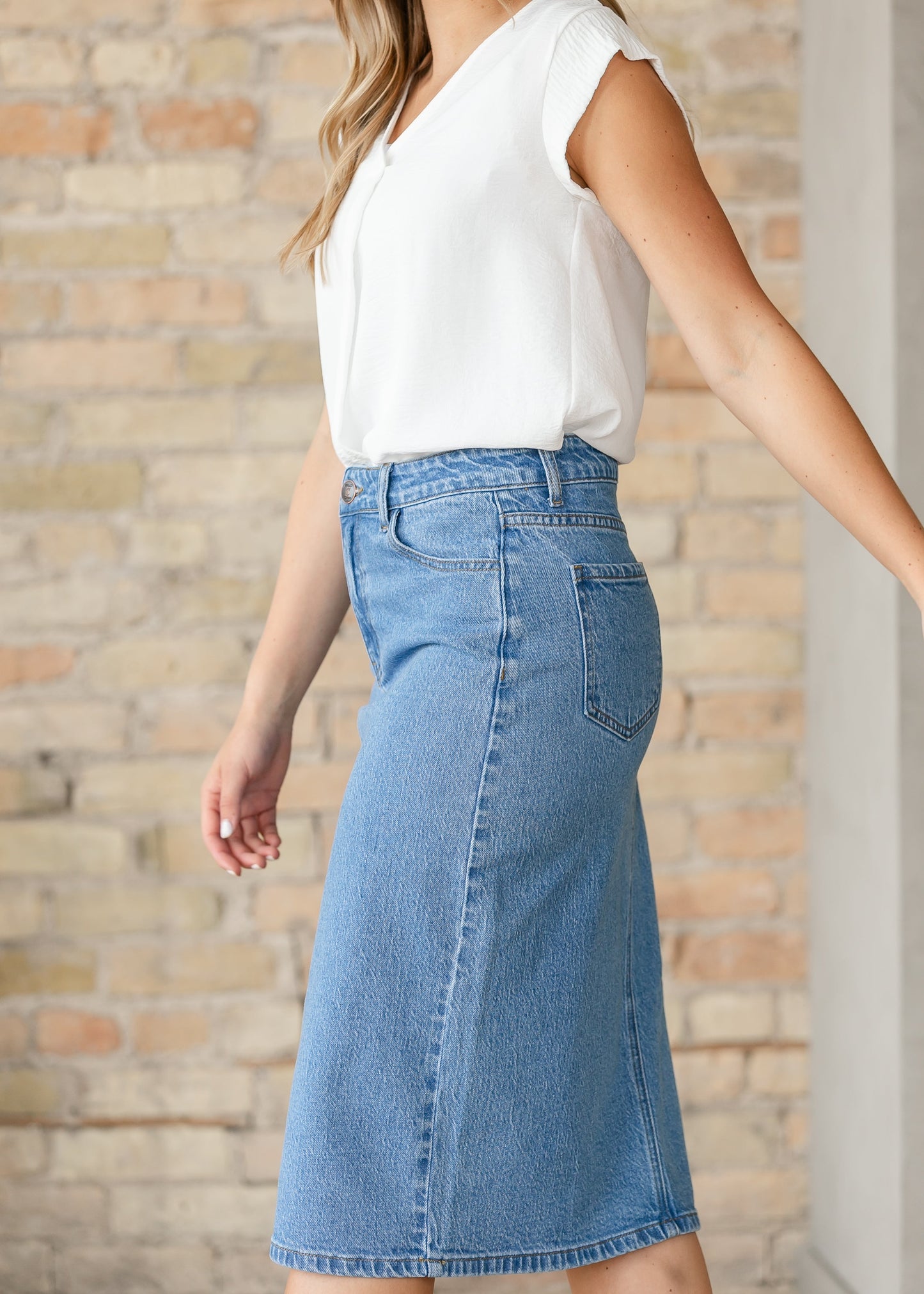 Preorder Remi Denim Classic Wash Midi Skirt IC Skirts