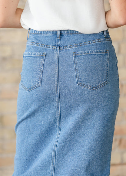 Preorder Remi Denim Classic Wash Midi Skirt IC Skirts