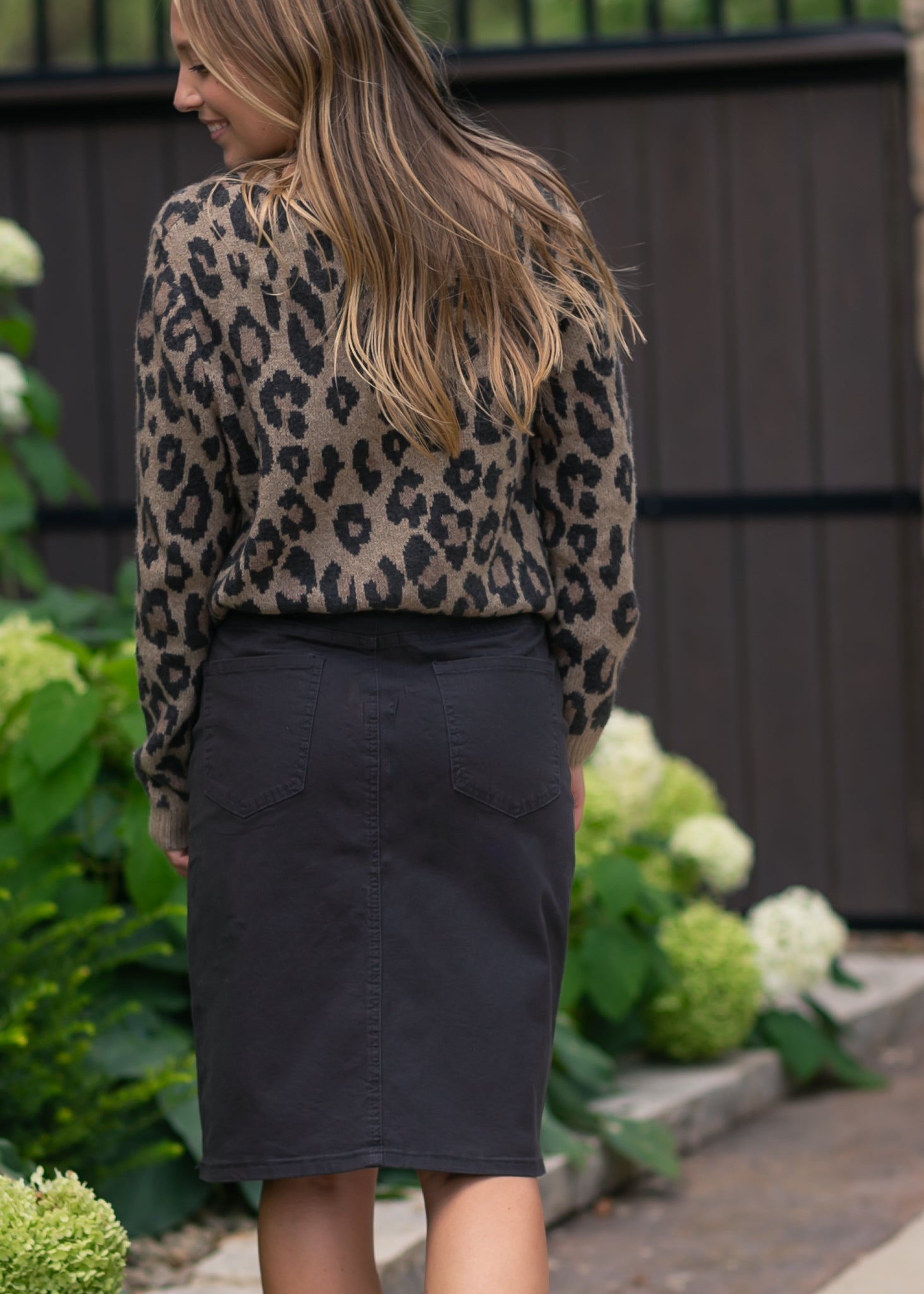 Preorder Remi Onyx Black Denim Midi Skirt IC Skirts