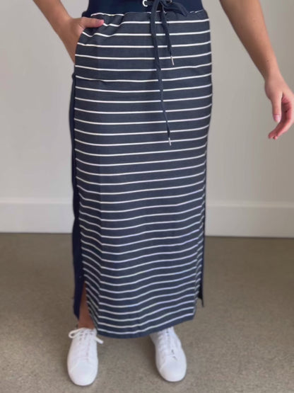 Kelly Navy Stripe Drawstring Skirt - FINAL SALE