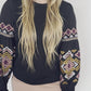 Embroidered Long Sleeve Crewneck Top